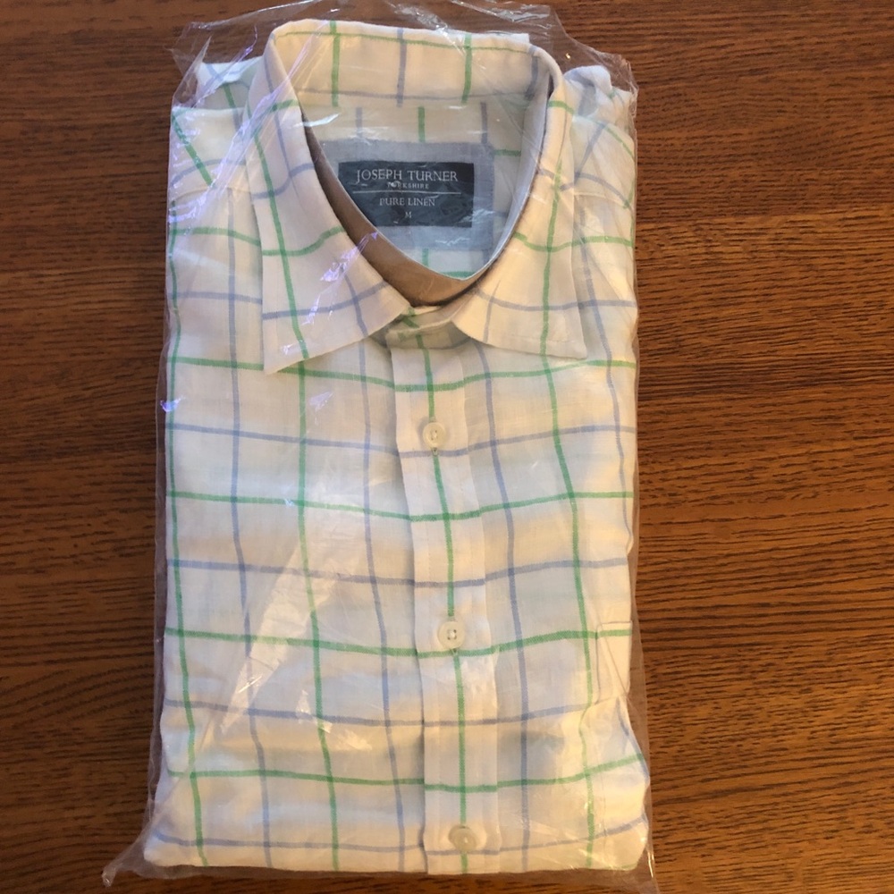 Joseph Turner (Yorkshire, UK) Long Sleeve 100% Pure Linen Shirt Medium